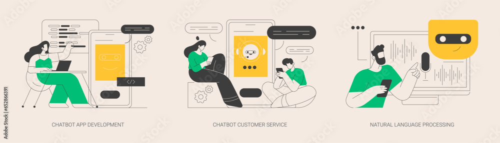 Poster ai programming abstract concept vector illustrations.
