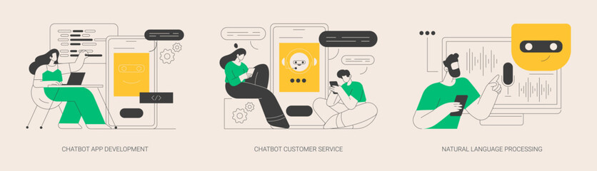 AI programming abstract concept vector illustrations.