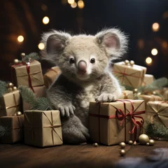 Rolgordijnen Adorable Baby Koala Celebrating Special Occasions © nuttapol