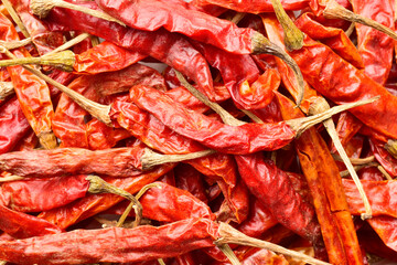 Texture of dry red chillies