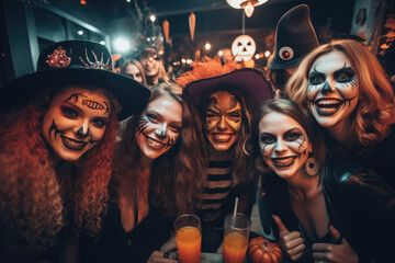 group of friend in halloween costume enjoy the halloween party