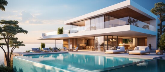 Fototapeta na wymiar Contemporary villa with pool