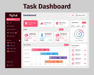 Fototapeta na wymiar Task Dashboard UI Kit. Suitable for task, activity and project purpose