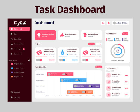 Task Dashboard UI Kit. Suitable for task, activity and project purpose