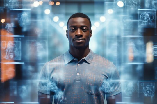 Black Man Software Developer Professional Job Expertise Work Environment Background Generative AI