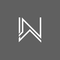 WN, NW Icon Logo Vector Text Graphic Illustration in White Color.