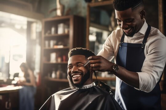 Black Male Stylist Occupation Employment Workplace Backdrop Generative AI