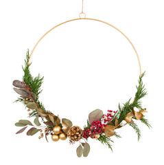 Couronne de Noël en plantes naturelles	