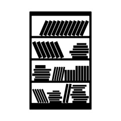 Bookcase icon. Bookshelf. Black silhouette. Vertical front view. Vector simple flat graphic illustration. Isolated object on a white background. Isolate.