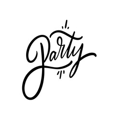 Party word text black color sign.