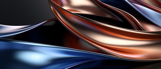 abstract metallic ribbon flow effect technology background, banner