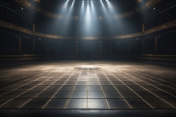 Empty stage background concert hall theatre podcast dance floor. - obrazy, fototapety, plakaty