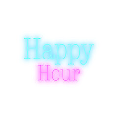 Neon happy hour with tranparent background.