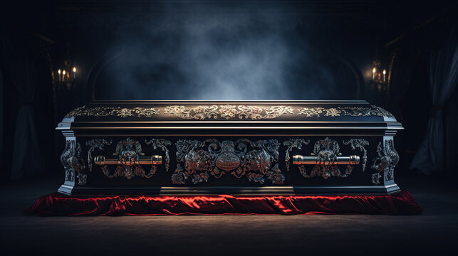 coffin crypt, in a mystical halloween atmosphere