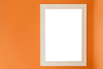 Blank billboard mock up on the orange wall.