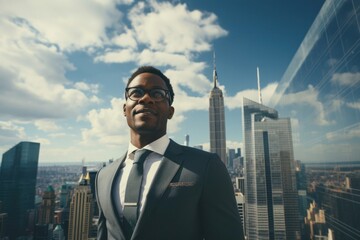 Fototapeta na wymiar Black Man Undercover Agent Employee Work Role Workplace Background Generative AI
