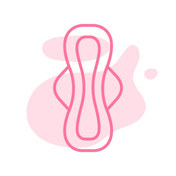 Female hygiene pad. Woman period element, sanitary object. Menstruation concept. Women's pad with abstract spots. Feminine health vector. Vector illustration in flat style