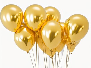 globos de fiesta dorados aislados en un fondo blanco