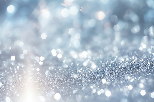 background of abstract glitter lights. silver and white. de-focused