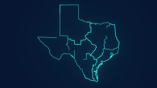Texas state map in united states of america technology animation