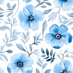 Watercolor Paint Nature Flower Pattern Seamless  Background
