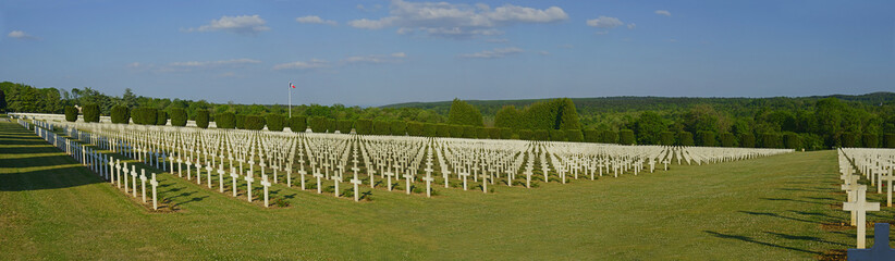 Douaumont Soldiers' Cemetery, monument erected in memory of the soldiers who died in 1916 during the Battle of Verdun. Meuse, France - obrazy, fototapety, plakaty
