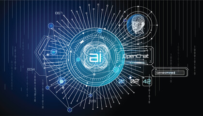 Obraz premium Vector infographics about creating a data matrix and synchronizing work with AI.