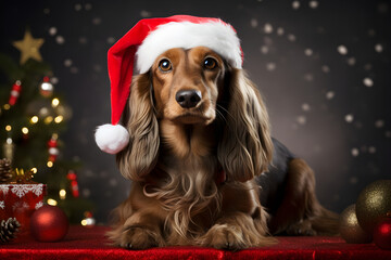 dog Christmas studio portrait