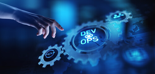 DevOps Agile development concept on virtual screen.