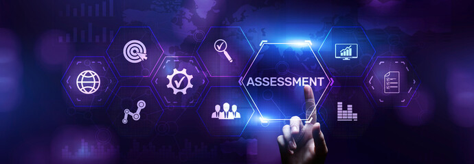Assessment Evaluation Business Finance Technology concept on screen. - obrazy, fototapety, plakaty