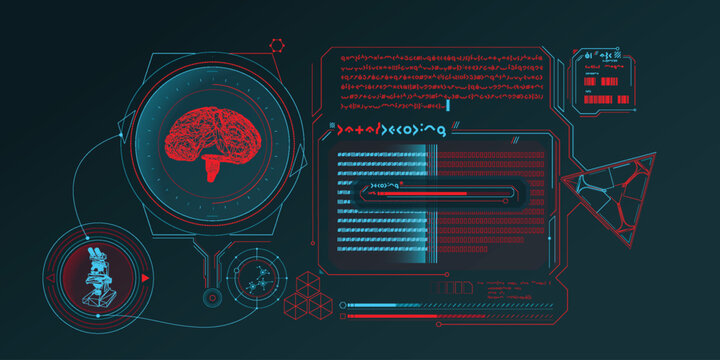 Sci-fi HUD interface for data research.