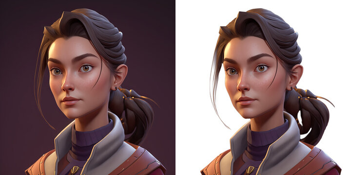 Teenage video game character, young woman avatar. Perfect for gaming profiles and online personas, representing the digital generation..