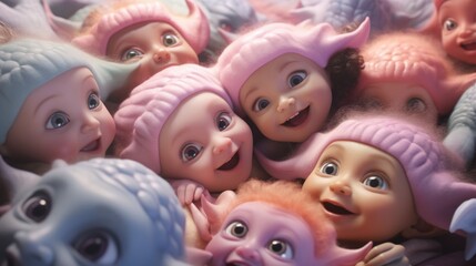 Fototapeta premium A bunch of dolls that are in a pile