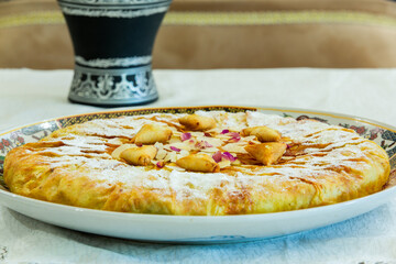 Moroccan pastilla with chicken and almonds