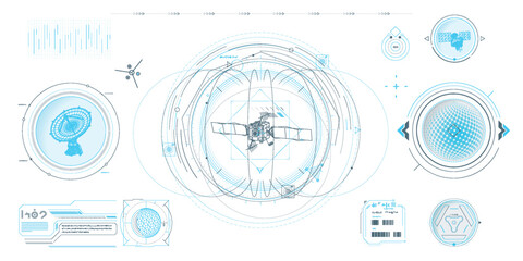 Vector data elements for sci-fi interface infographics.