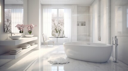 Luxury clean bathroom interior design concept.AI generated image