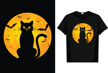 Halloween T-Shirt design Black cat