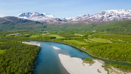 Foto op Plexiglas River Reisaelva near Storslett and Reisa National Park above arctic circle in Norway, typical norwegian landscape © Photofex