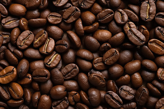 fondo de granos de cafe sin moler de color marr&oacute;n oscuro