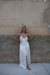 young girl in a white wedding dress