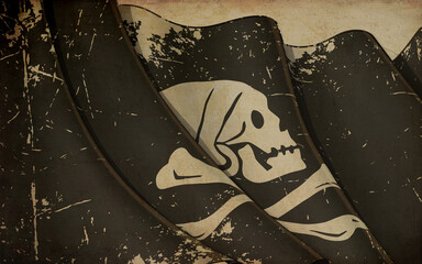 Old Paper Print - Waving Jolly Roger of Henry Every