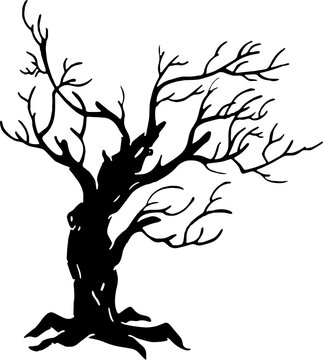 Silhouette of dead trees with branches icon without leaves