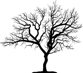  Silhouette of dead trees with branches icon without leaves
