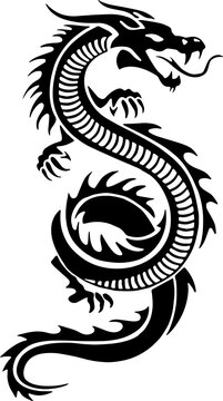 Tribal dragon tattoo art icon isolated on white background