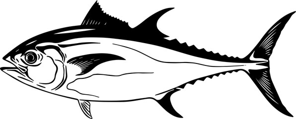 Bluefish tuna fish icon isolated on white background - obrazy, fototapety, plakaty