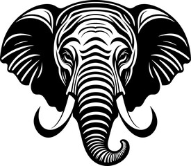 A vector illustration of an elegant black and white elephant logo, perfect for enhancing your brand identity. EPS-10