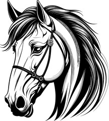 A vector illustration of a retro horse head, isolated on a white background. EPS-10