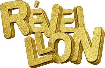 3d reveillon logo, new year golden seal