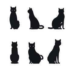 collection of vector cat silhouettes in a simple style