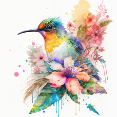 Birds on floral background for decorations